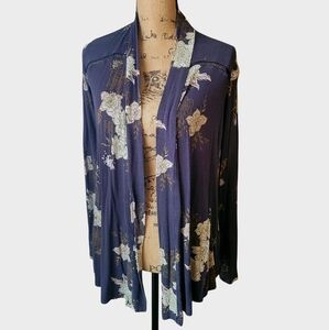 Maurices Navy Floral Open Cardigan